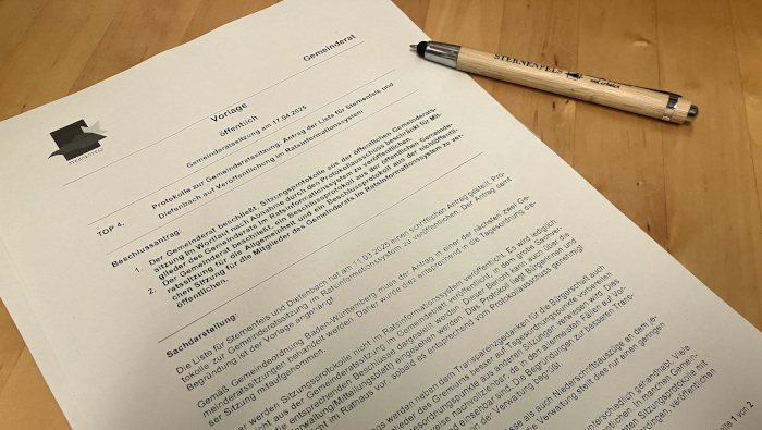 Sitzungsprotokolle weiterhin nicht online